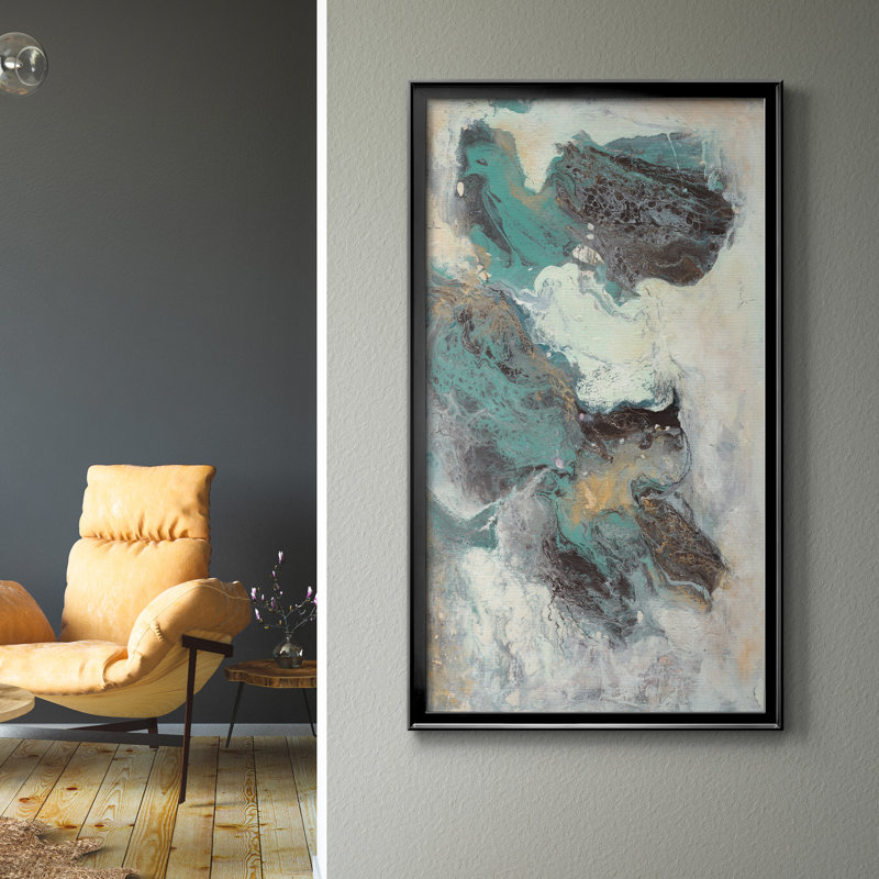 «Dancing With Love II», peinture sur toile encadrée, H 14,5 po x l 26,5 po x P 1,5 po, Toile avec cadre noir