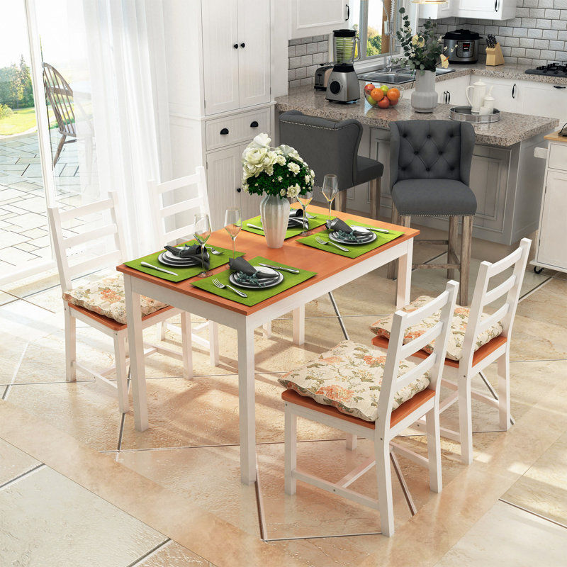 Ensemble de table de salle à manger pour 4, 5 pièces de table de cuisine moderne et chaises, ensemble de salle à manger en bois pour petits espaces, coin repas, blanc
