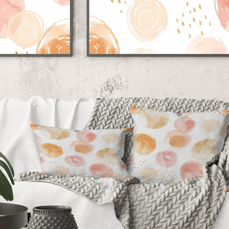 Coussin rose et orange Boho Circles II - Boho, H 16 po x l 16 po