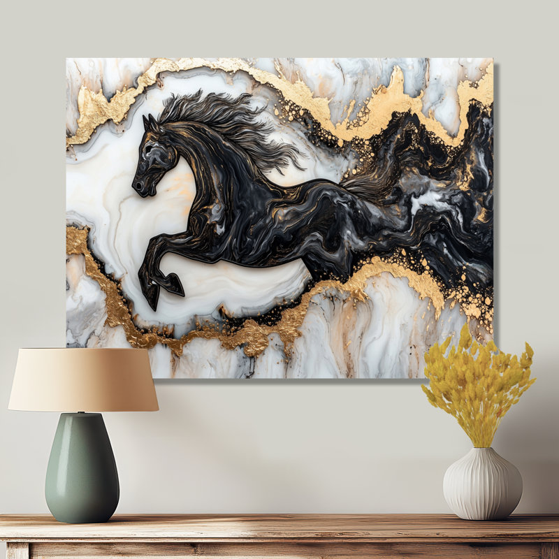 Martae, esprit foncé de l'étalon cheval I - cheval, art mural, H 12 po x l 20 po, Toile tendue, Ne s’applique pas