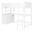 Lit mezzanine simple avec rangement et espace de travail - Bureau fonctionnel en bois massif blanc pour économiser de l'espace-2027106550