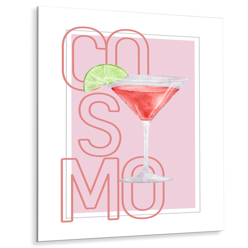Tout droit, sans glace, canneberge cosmopolite II - Art mural cocktails, Métal métal, H 32 po x l 24 po x P 1 po