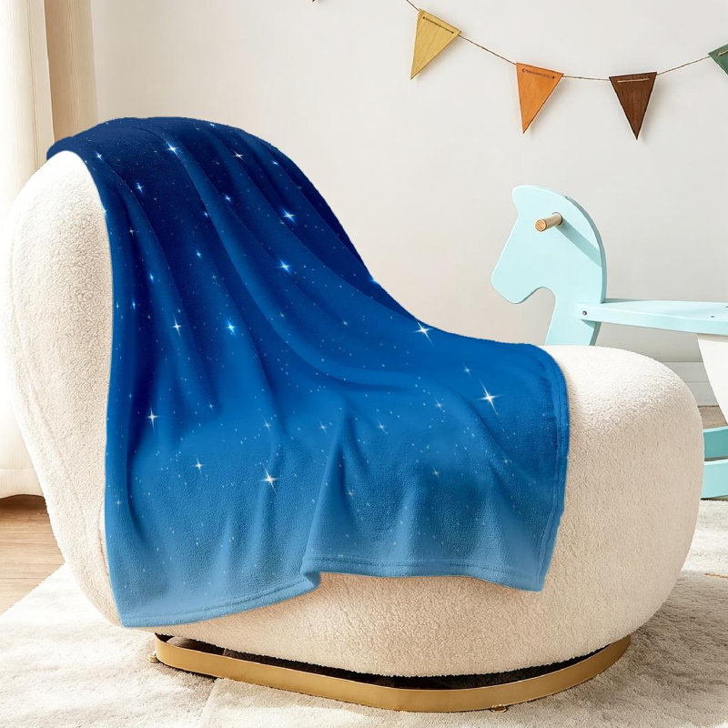 Jeté en molleton bleu flanelle ultra doux, imprimé recto ciel étoilé, Throw 30" x 40"