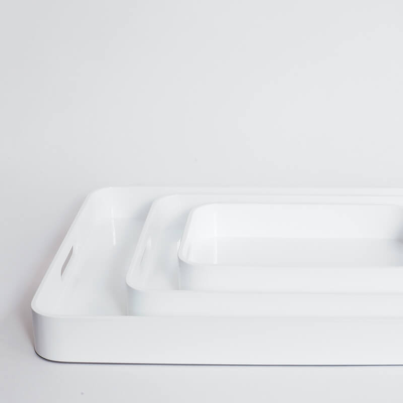 Lacquer Tray - White - Large, 2" H x 24" W x 12" D, White