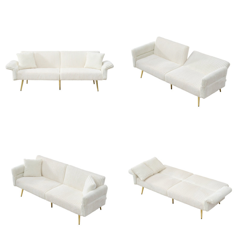 Canapé-lit en velours côtelé 79 po, canapé-lit double pliable avec accoudoirs pliants, canapé convertible pour petits espaces, salon d'appartement