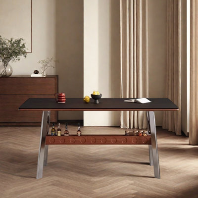 Table de salle à manger rétro et élégante avec pieds en métal
