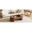 Table basse ovale à plateau relevable, conception en bois avec compartiment caché-130122397