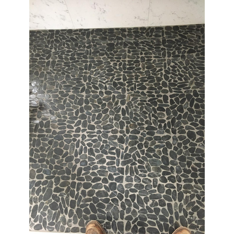 Carreau de mosaïque noir poli pour mur et plancher Designer 12 po x 12 po