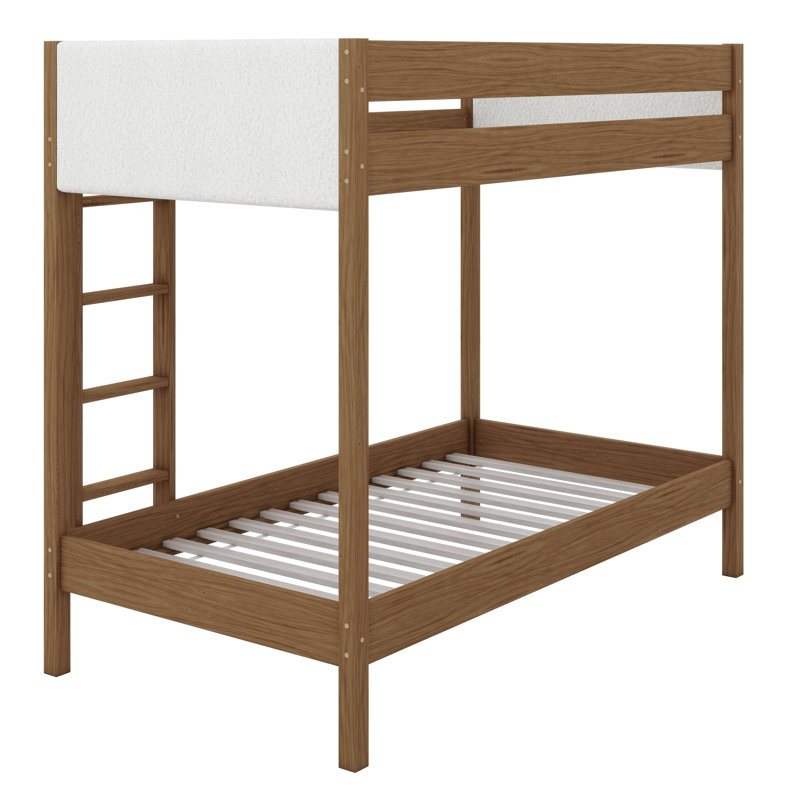Structure de lit superposé simple en bois d'hévéa avec échelle
