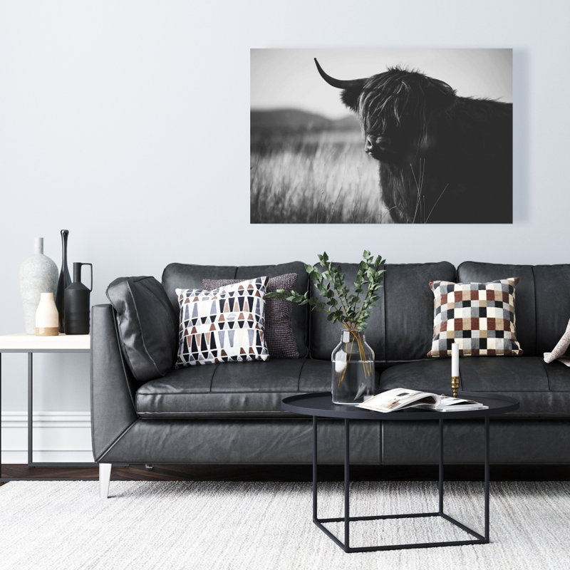 Toile de vache monochrome blanche Highland