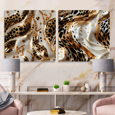 Laurent - Ensemble de 2 peintures murales abstraites en acrylique sur verre marbré