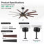 60" Industrial Ceiling Fan with Light Kit and Remote, 10-Blade Black/Walnut Fan, 4-Light E12 Socket, 6-Speed Reversible DC Motor