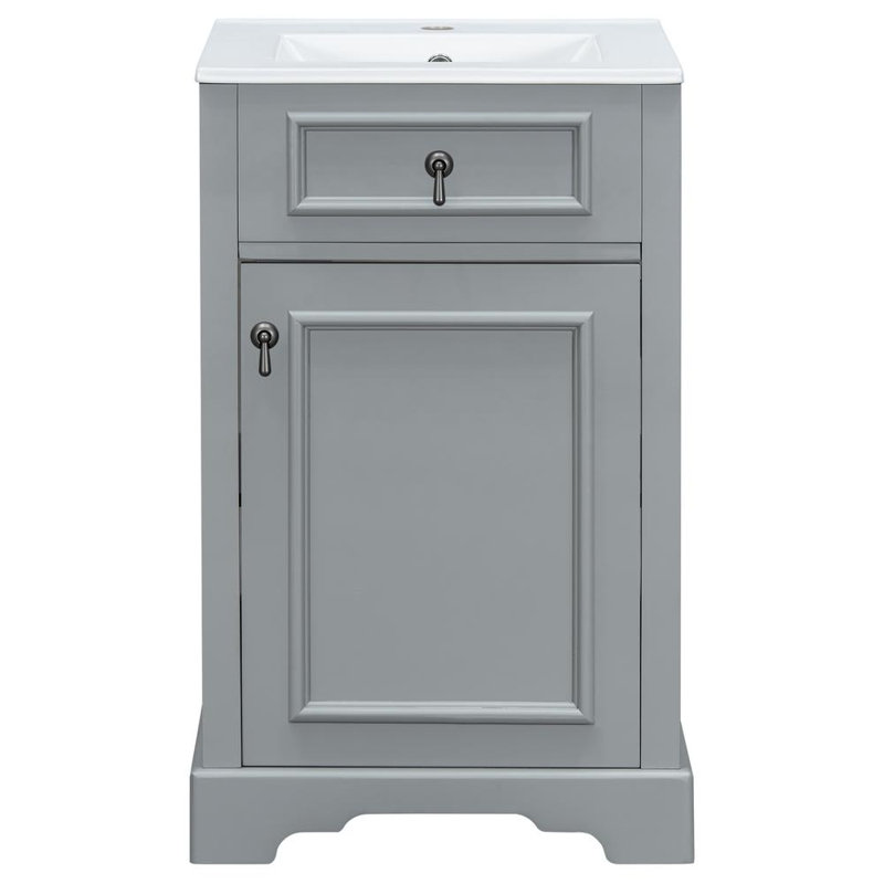 Elegant Vanity with Storage, Gray