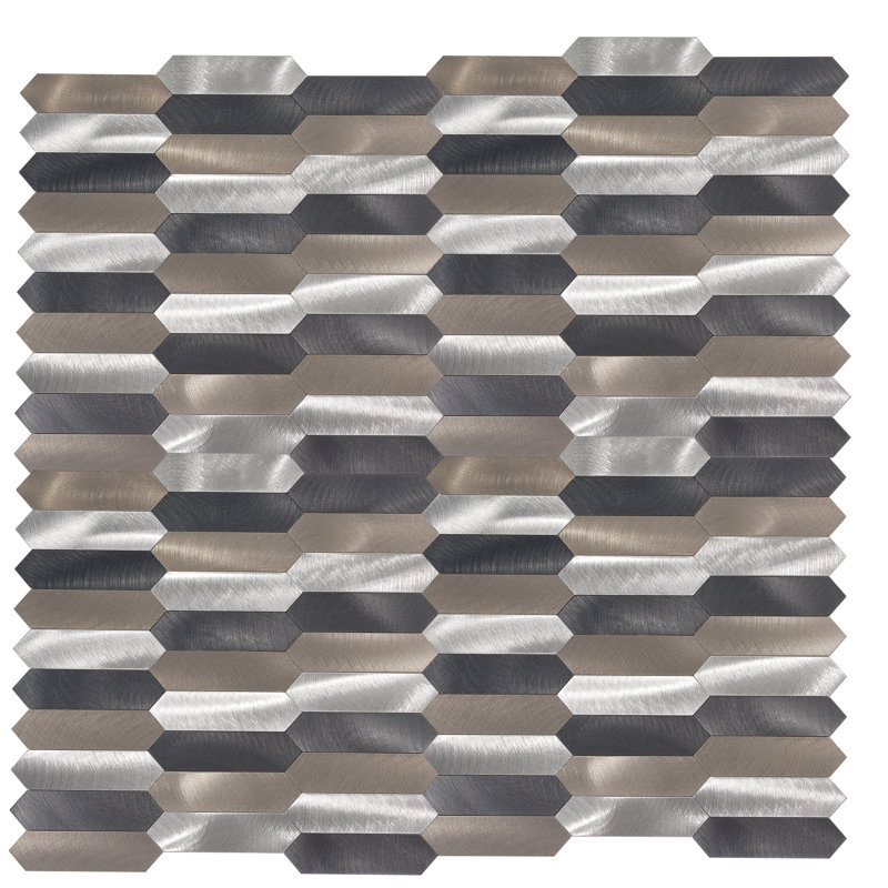 Carreau de mosaïque auto-adhésif en métal 11,8 po x 12 po