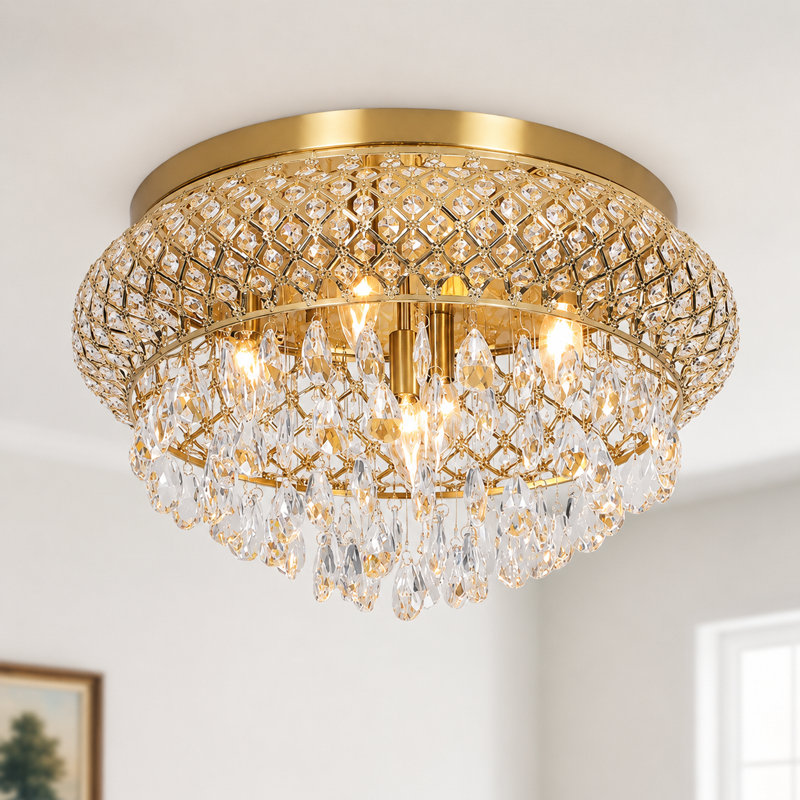 Lustre tambour Delainy, Laiton brossé