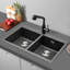 Belfry Kitchen Diedre 490mm W Double Bowl Quartz Undermount Kitchen Sink