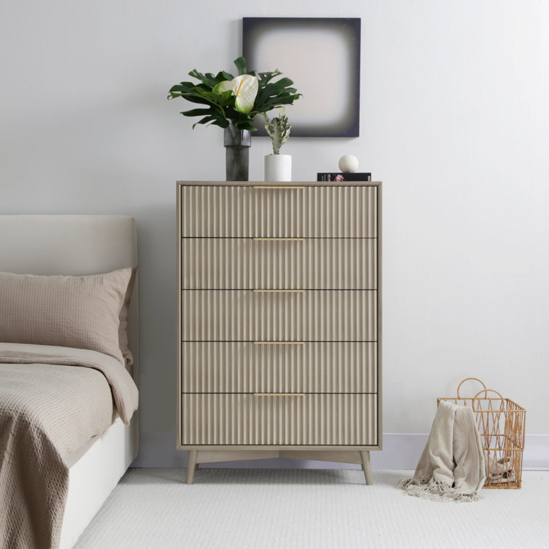 80 cm W Chest of 5 Drawers, Grey