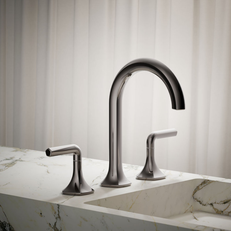 Occasion Sink with Cane Design Single Hole Bathroom Faucet with Drain Assembly, Vibrant Titanium
