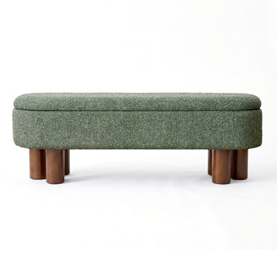 Upholstered Flip Top Storage Bench with Solid Wood Leg