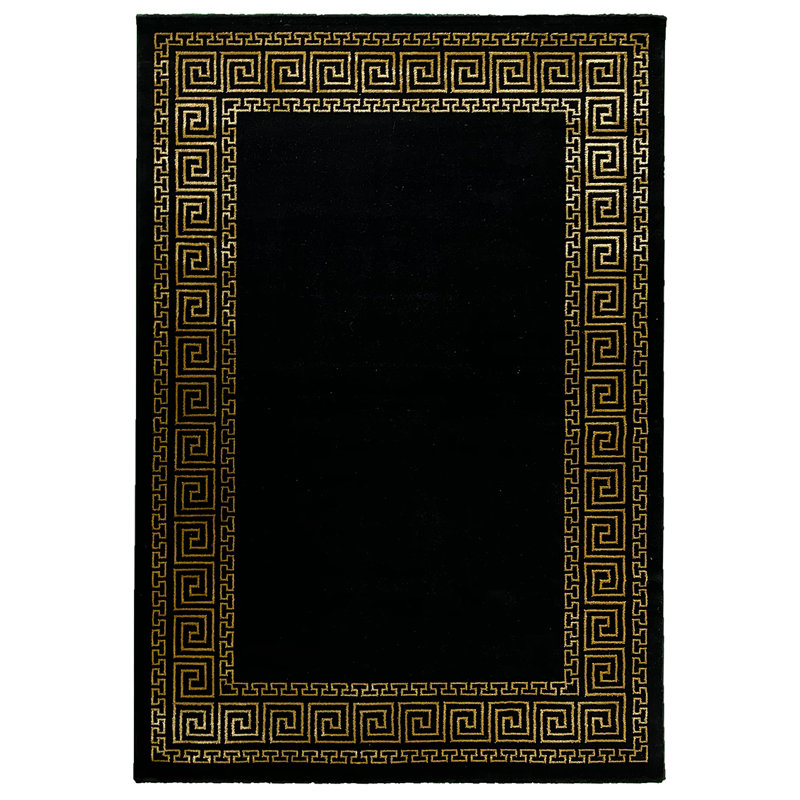 Serbelloni Black/Gold Indoor Rug, Rectangle 80 x 150cm