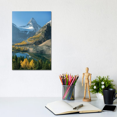 Larch Trees in Autumn Below Mount Assiniboine with Sunburst Lake, Mount Assiniboine Provincial Park, British Columbia, Canada 1 Piece Wrapped Canvas Wall Art