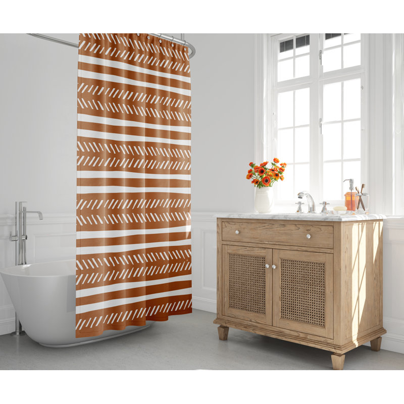 Rideau de douche, Orange brûlé / blanc