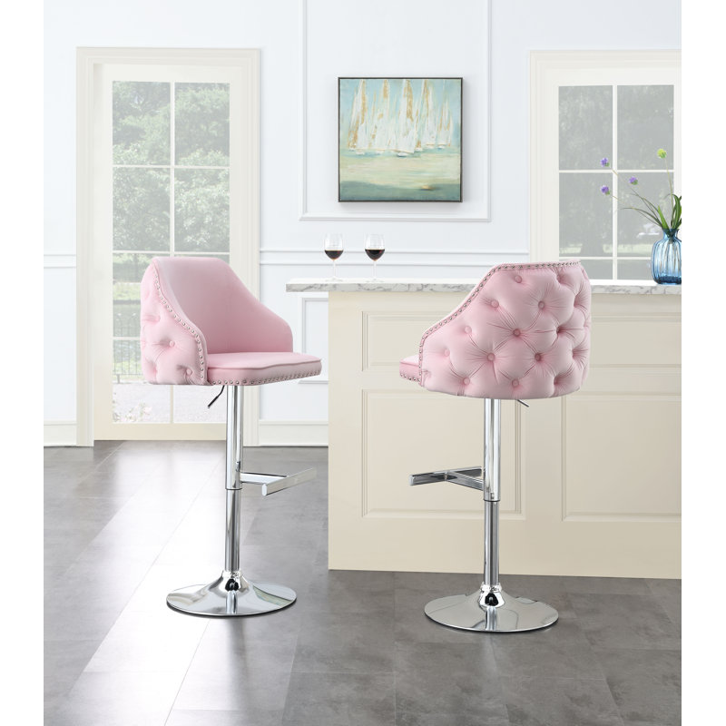 Tabouret de bar en velours, Rose