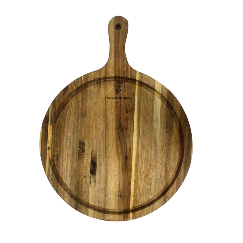 Planche de service ronde en bois d'acacia