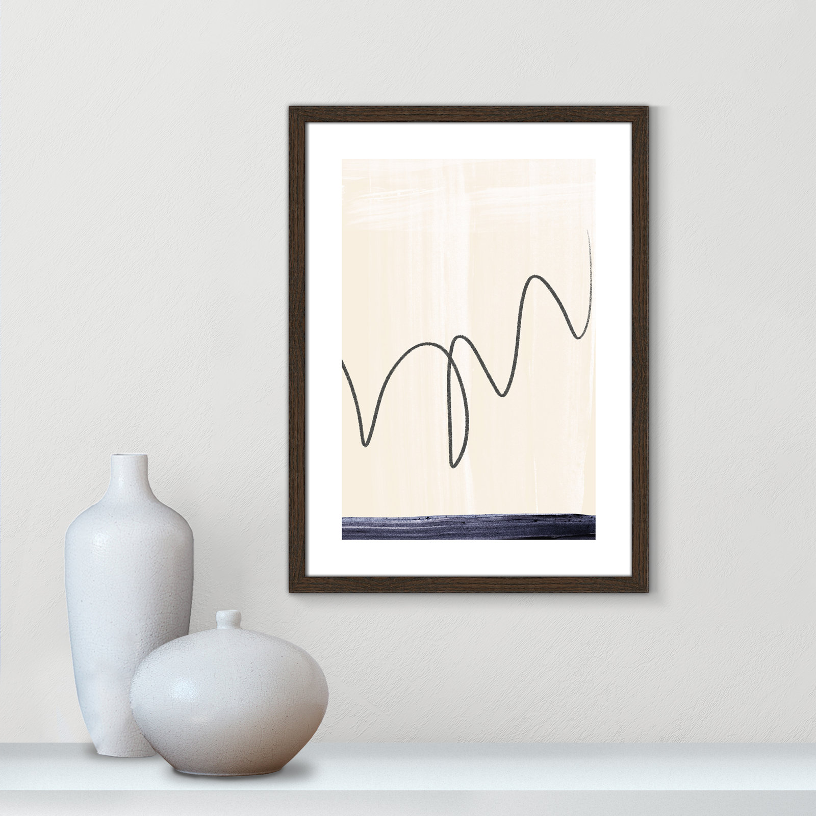 Departured II - Picture Frame Painting Print, Brown Framed Paper, 23" H x 17" W x 0.75" D
