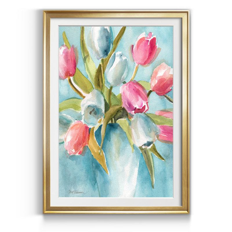 Today's Tulips II - Cadre photo, reproduction d'art sur papier, H 30,5 po x l 42,5 po x P 1,5 po, Doré