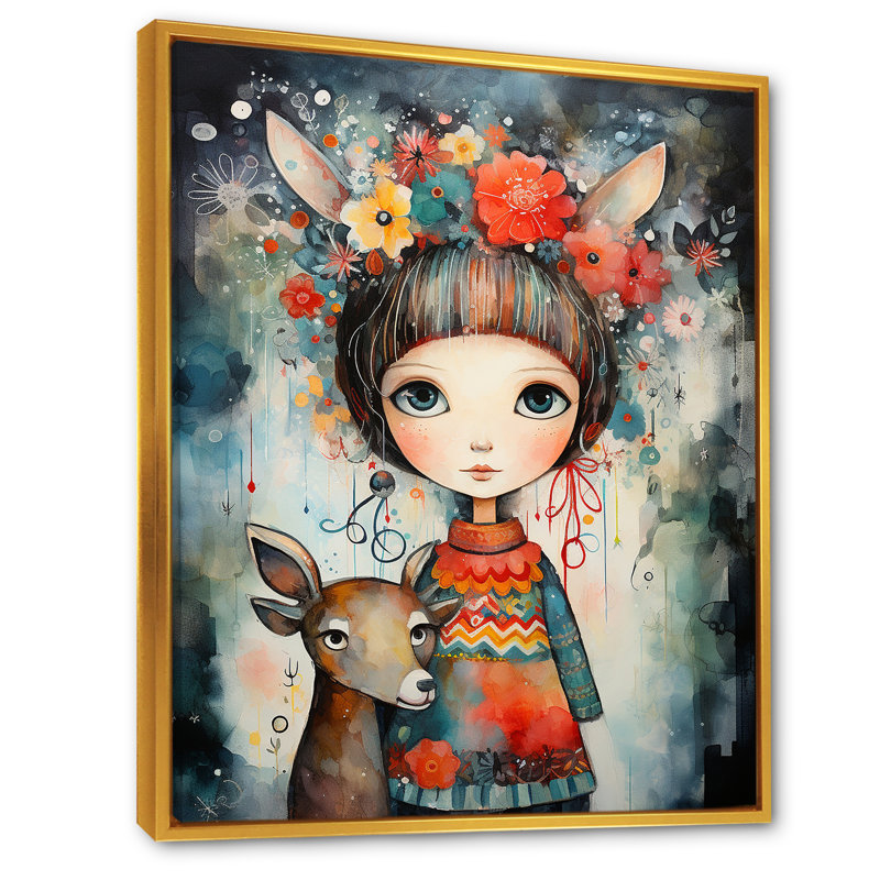 Mignon décorations de Noël pour enfants II - Art mural, Cadre flottant doré, H 32 po x l 16 po x P 1 po