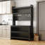 Étagère de boulanger de cuisine de 65 po de hauteur avec armoire à portes rabattables, buffet à 5 niveaux pour four à micro-ondes, café, assemblage rapide, gris
