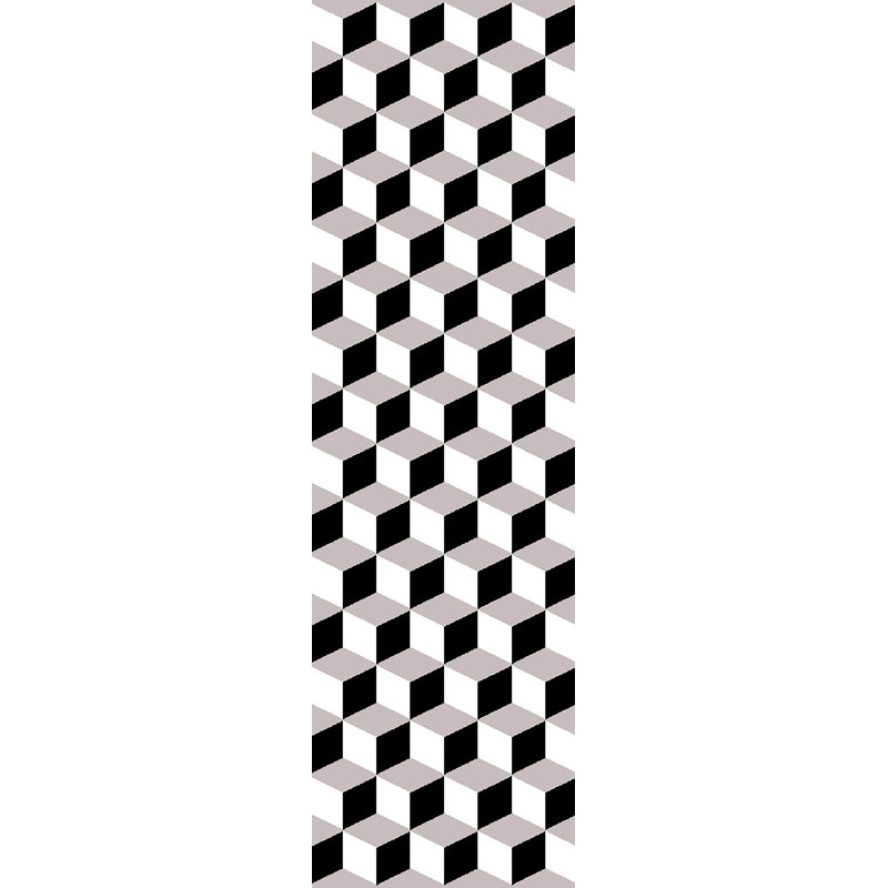 Tapis noir / gris à motif géométrique Mccampbell, Tapis de couloir 2 pi 2 po x 7 pi 4 po