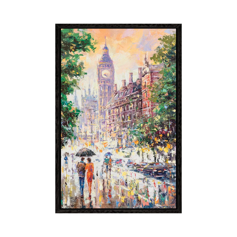 London by Andrej Ostapchuk - Painting on Canvas, 101.6cm H x 66.04cm W x 3.81cm D, Black Framed