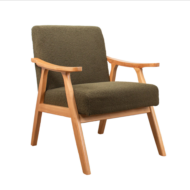 Boucle Accent Chair (Flat Arms), Khaki Green