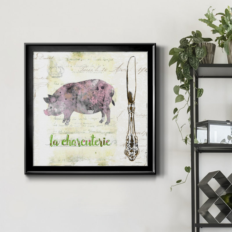 Cochon doré, impression sur toile encadrée, Cadre noir, H 26,5 po x l 26,5 po x P 1,5 po