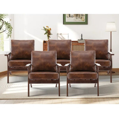 Joichiro 29.5" W Vegan Leather Upholstered Accent Chair with Solid Wood Frame