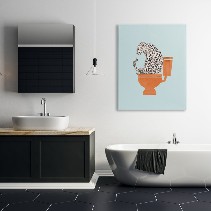 «Stupell Industries Cheetah on Bathroom Bathroom», art mural par Lanie Loreth, H 48 po x l 36 po x P 1,5 po