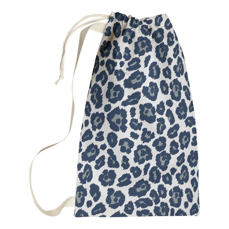 Fabric Laundry Bag with Handles, 29" H x 18" W, White/Black/Silver, Dallas