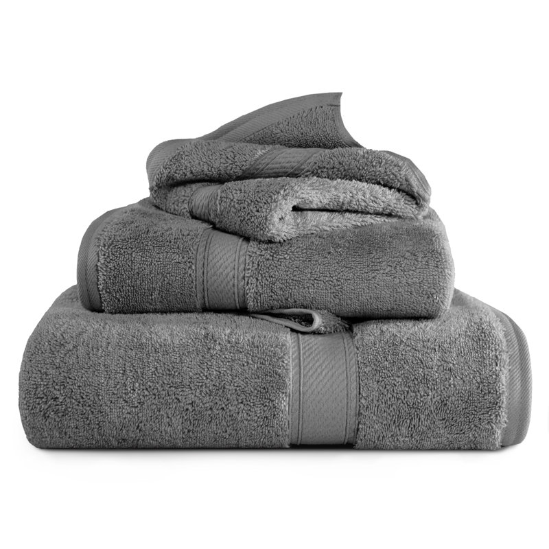 Scotia Egyptian Cotton Bath Towel Set, Charcoal, 3Pc Towel Set  (1Bath, 1Hand, 1Face)