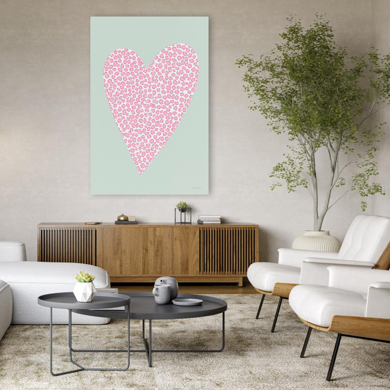 Cœur rose tacheté, H 32 po x l 48 po
