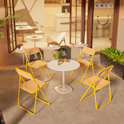 Chaise pliante en plastique imitation rotin (ensemble de 4)