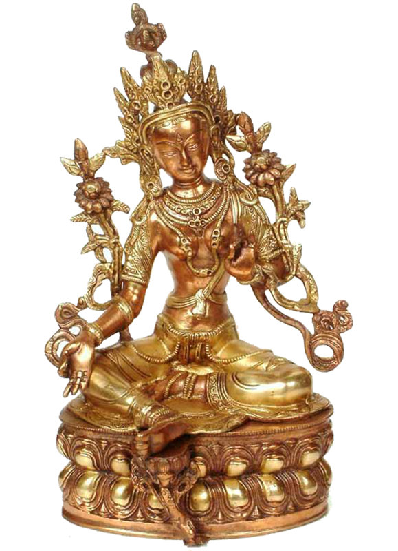 Figurine Tara bouddhiste tibétaine verte