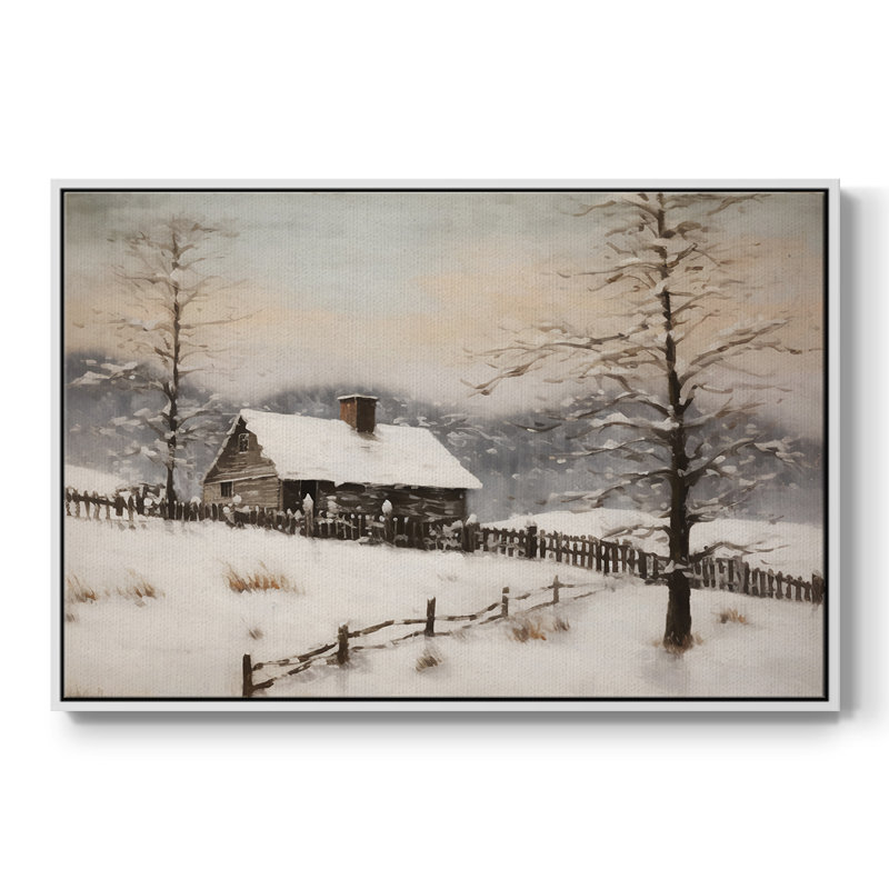 Paysage rétro - II, H 27 po x l 41 po x P 2 po, Toile avec cadre blanc