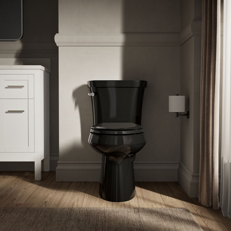 Highline Elongated Two-Piece toilet, Black, No, Left-Hand