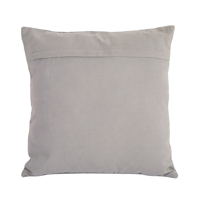18" Gray and White Embroidered Reindeer and Snowflakes Throw Pillow