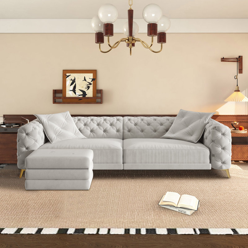 Yates 97.7" 3-In-1 Convertible Sleeper Sofa, Light Gray