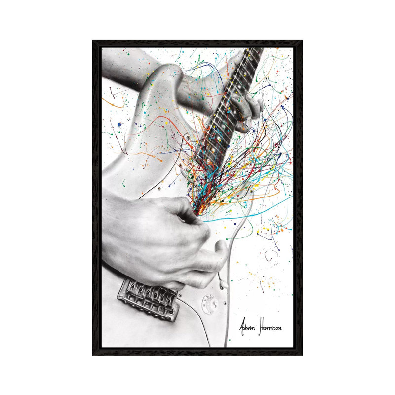 The Guitar Solo by Ashvin Harrison - Print on Canvas, 66.04 cm H x 45.72 cm W, Black Framed