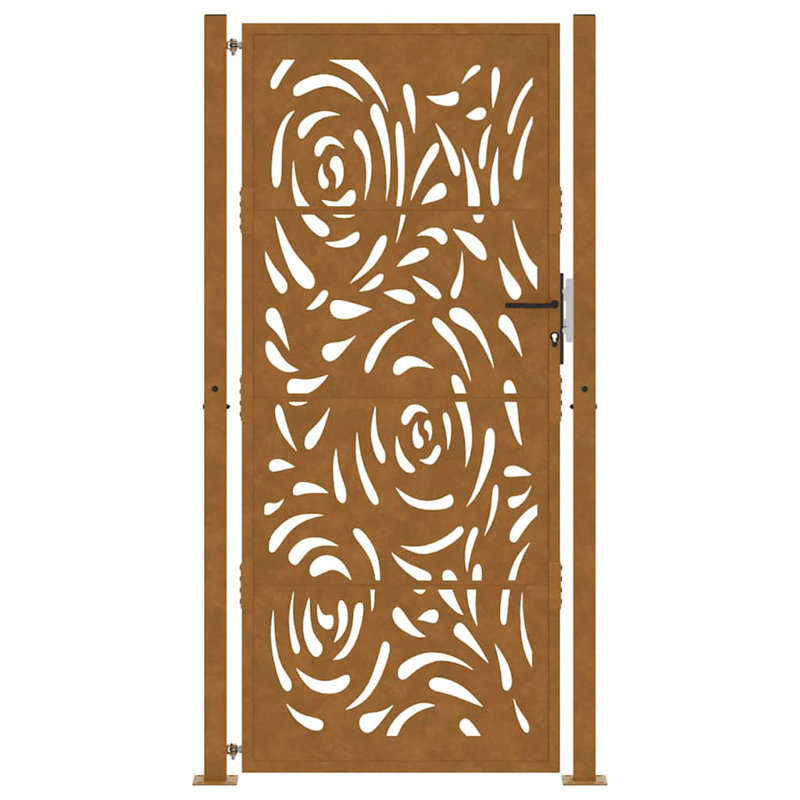  Garden Gate Steel Flame Design, Rusty, 105 x 205 cm