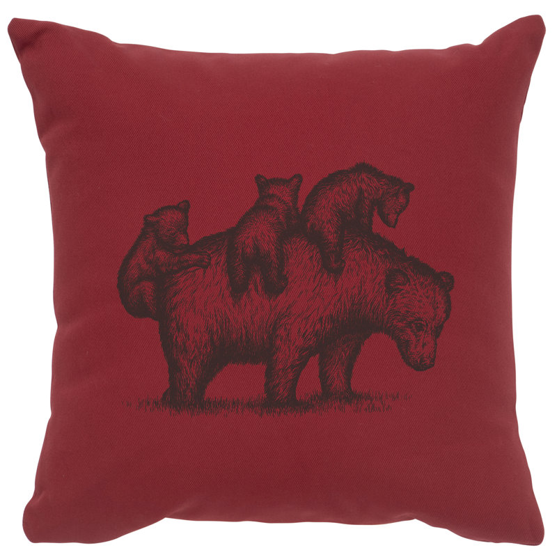 Coussin Wooded River Image - maman ours - brique de coton, Rouge